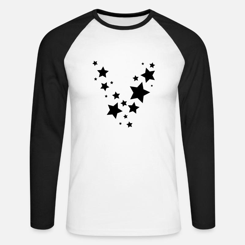 Sterneregen - Unisex Baseballshirt langarm - Weiß/Schwarz