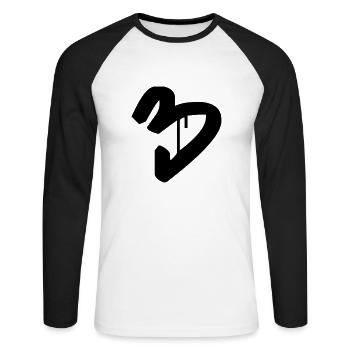 Graffiti : 3 - Unisex Baseballshirt langarm - Weiß/Schwarz - Vorne - Nik (191cm)