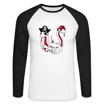 équipage amis équipe fête marin serpent pirate - T-shirt baseball manches longues Homme - blanc/noir - Devant - Nik (191cm)