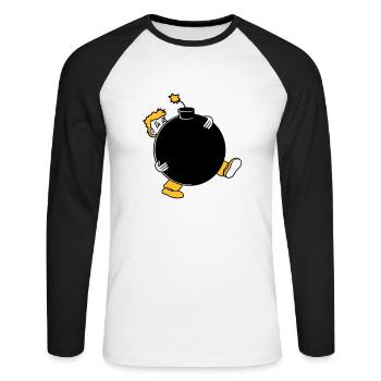 bomb explosion explode tnt dynamite dangerous - Unisex Long Sleeve Baseball T-Shirt - white/black - Front - Nik (191cm)