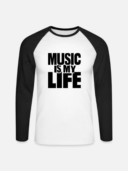 Music is my life - Unisex Long Sleeve Baseball T-Shirt - white/black