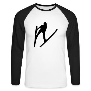 Skispringen - Unisex Baseballshirt langarm - Weiß/Schwarz - Vorne - Nik (191cm)