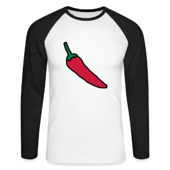 chili pepper drawing, vegetable, paprika hot - Unisex Long Sleeve Baseball T-Shirt - white/black - Front - Nik (191cm)