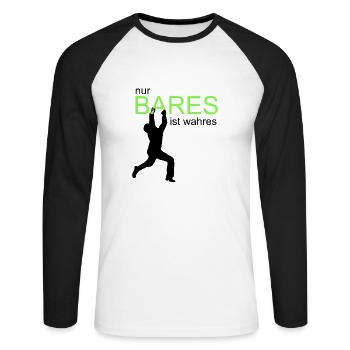 bares ist wahres - Unisex Baseballshirt langarm - Weiß/Schwarz - Vorne - Nik (191cm)