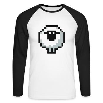 Pixel Mouton - T-shirt baseball manches longues Homme - blanc/noir - Devant - Nik (191cm)