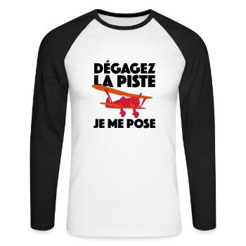JE ME POSE - T-shirt baseball manches longues Homme - blanc/noir - Devant - Nik (191cm)