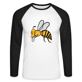 Flying-bee - T-shirt baseball manches longues Homme - blanc/noir - Devant - Nik (191cm)