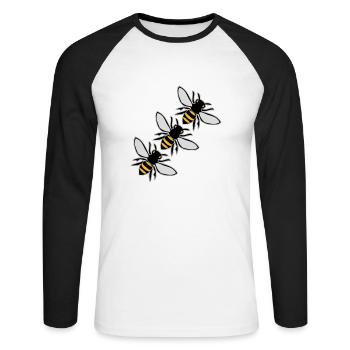 Bienen fliegen - Unisex Baseballshirt langarm - Weiß/Schwarz - Vorne - Nik (191cm)