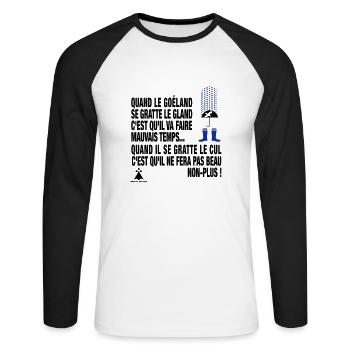 BREIZH DICTON - T-shirt baseball manches longues Homme - blanc/noir - Devant - Nik (191cm)