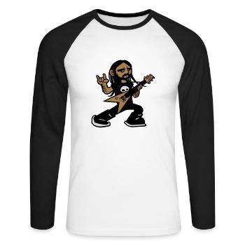 Metal Rock and Roll Hell Music Fest Gitarre - Unisex Baseballshirt langarm - Weiß/Schwarz - Vorne - Nik (191cm)