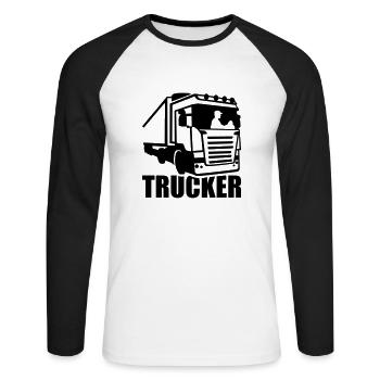 Trucker - T-shirt baseball manches longues Homme - blanc/noir - Devant - Nik (191cm)