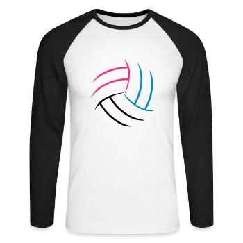 muster frau weiblich girl mädchen sprung aufschlag - Unisex Baseballshirt langarm - Weiß/Schwarz - Vorne - Nik (191cm)