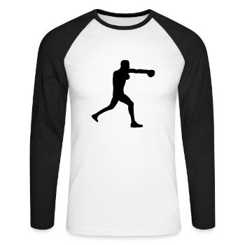 boxer - Unisex Baseballshirt langarm - Weiß/Schwarz - Vorne - Nik (191cm)
