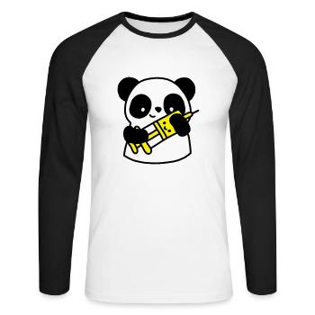 Infirmière de panda avec la seringue - T-shirt baseball manches longues Homme - blanc/noir - Devant - Nik (191cm)