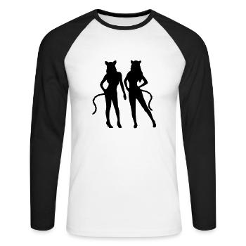 Team 2 cats - Unisex Long Sleeve Baseball T-Shirt - white/black - Front - Nik (191cm)