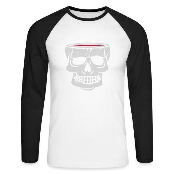 Boire Cup Skull Horror - T-shirt baseball manches longues Homme - blanc/noir - Devant - Nik (191cm)