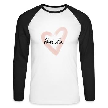 T-shirt nuptial JGA Heart, enterrement de vie de garçon - T-shirt baseball manches longues Homme - blanc/noir - Devant - Nik (191cm)