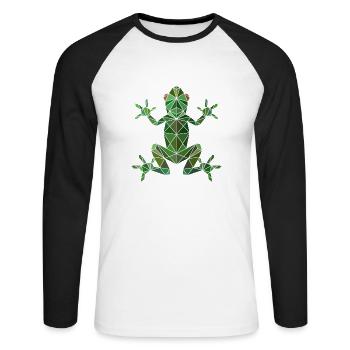 Grenouille - T-shirt baseball manches longues Homme - blanc/noir - Devant - Nik (191cm)