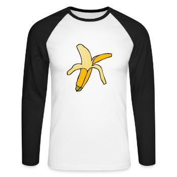 Banane - Unisex Baseballshirt langarm - Weiß/Schwarz - Vorne - Nik (191cm)