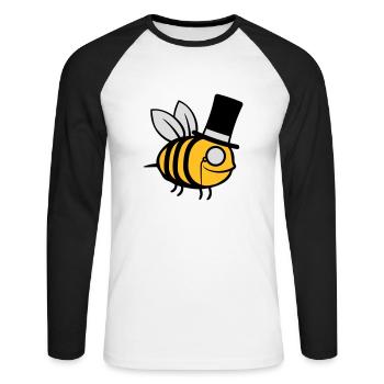 Chapeau haut de forme Sir Bee - T-shirt baseball manches longues Homme - blanc/noir - Devant - Nik (191cm)