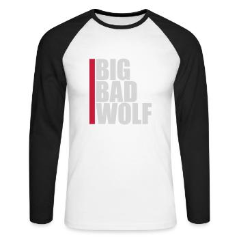 Citation du Grand Méchant Loup - T-shirt baseball manches longues Homme - blanc/noir - Devant - Nik (191cm)