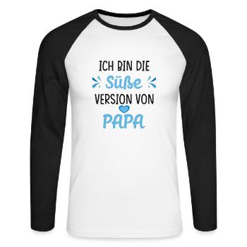 Ich bin die süße Version von Papa Spruch - Unisex Baseballshirt langarm - Weiß/Schwarz - Vorne - Nik (191cm)