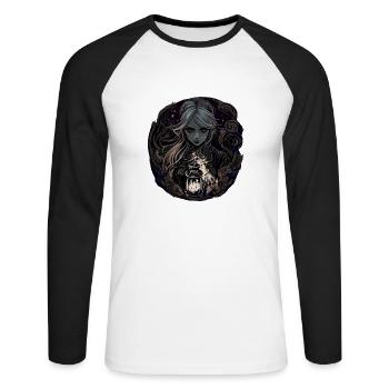 Gloomy Beautiful Witch / Wicca - Unisex Long Sleeve Baseball T-Shirt - white/black - Front - Nik (191cm)