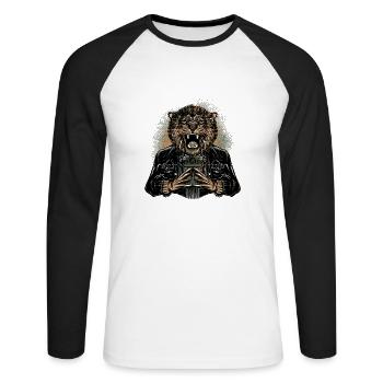 lion claws - Unisex Baseballshirt langarm - Weiß/Schwarz - Vorne - Nik (191cm)
