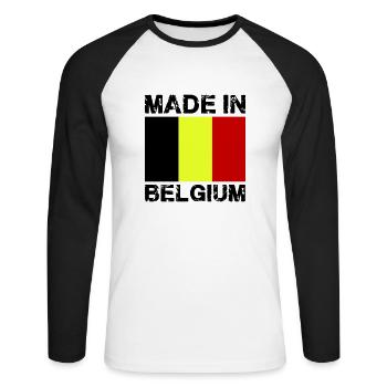 Made in Belgium - Unisex Baseballshirt langarm - Weiß/Schwarz - Vorne - Nik (191cm)