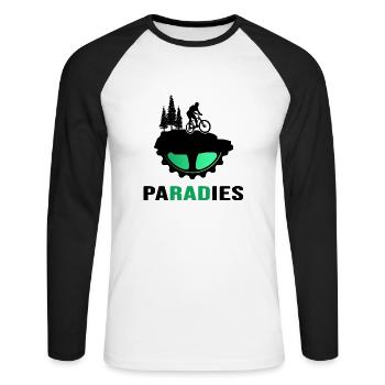 MTB bike mountain biker saddle solid downhill - Unisex Long Sleeve Baseball T-Shirt - white/black - Front - Nik (191cm)