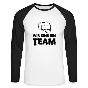 wir sind ein team - Unisex Baseballshirt langarm - Weiß/Schwarz - Vorne - Nik (191cm)