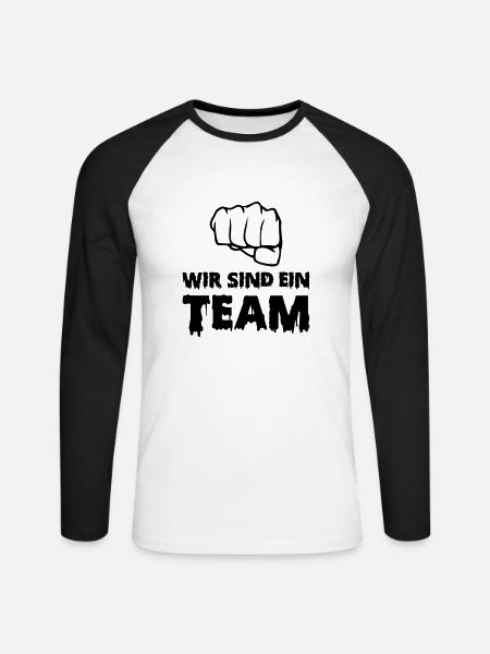 wir sind ein team - Unisex Baseballshirt langarm - Weiß/Schwarz