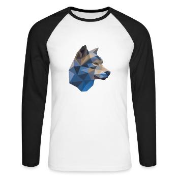 Wilder Wolf Polygon Wilde Tier Wandern Natur Seele - Unisex Baseballshirt langarm - Weiß/Schwarz - Vorne - Nik (191cm)