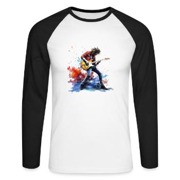 Guitare électrique, cadeau de guitare, jeu de guitare de musicien - T-shirt baseball manches longues Homme - blanc/noir - Devant - Nik (191cm)