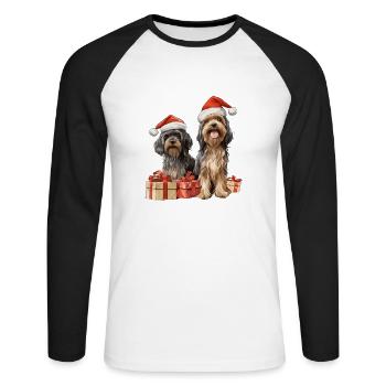 Merry Christmas Dogs - Unisex Baseballshirt langarm - Weiß/Schwarz - Vorne - Nik (191cm)