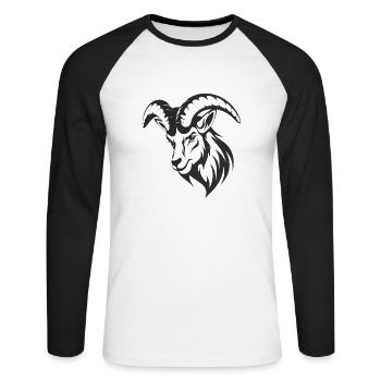 Himmlischer Steinbock - Unisex Baseballshirt langarm - Weiß/Schwarz - Vorne - Nik (191cm)