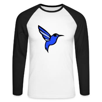oiseau colibri - T-shirt baseball manches longues Homme - blanc/noir - Devant - Nik (191cm)