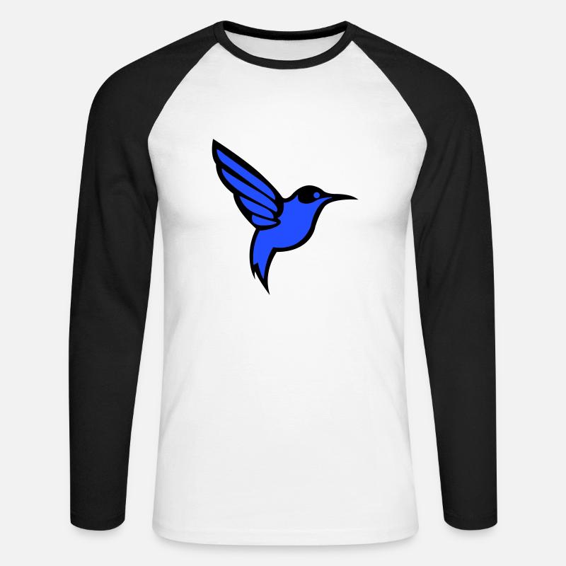 kolibri vogel - Unisex Baseballshirt langarm - Weiß/Schwarz