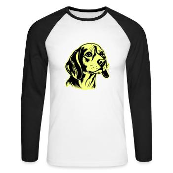 Beagle Dog Head - Unisex Long Sleeve Baseball T-Shirt - white/black - Front - Nik (191cm)