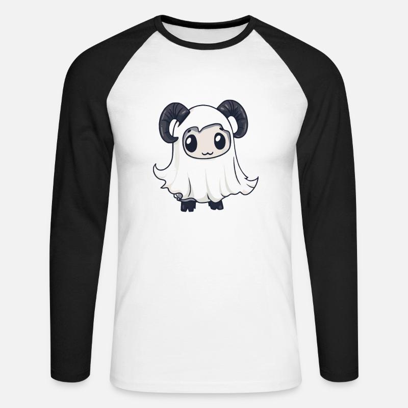 Bergziege Halloween Comic Geist - Unisex Baseballshirt langarm - Weiß/Schwarz