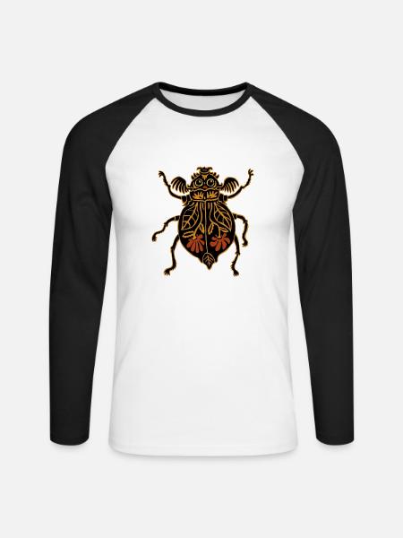 bunter Blumenkäfer - Unisex Baseballshirt langarm - Weiß/Schwarz