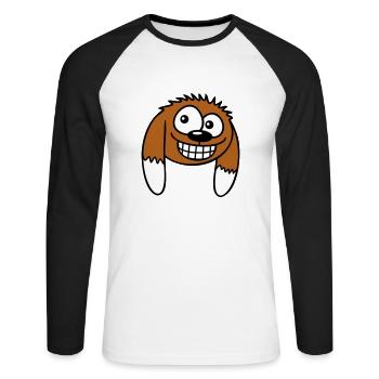 Dog looks funny grin happy smile fun - Unisex Long Sleeve Baseball T-Shirt - white/black - Front - Nik (191cm)