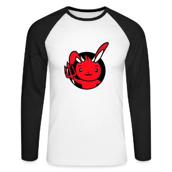 Bunny Devil Demon Evil Satan Hell Trident Costume - Unisex Long Sleeve Baseball T-Shirt - white/black - Front - Nik (191cm)