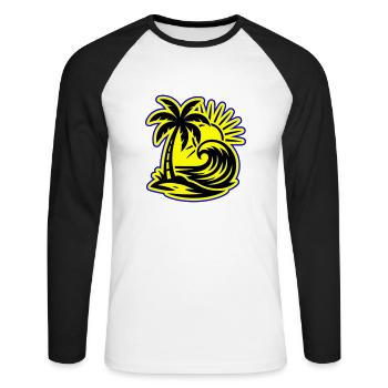 Palmier d’été de l’île - T-shirt baseball manches longues Homme - blanc/noir - Devant - Nik (191cm)