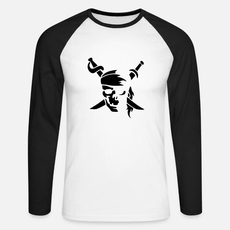 Pirate - Unisex Baseballshirt langarm - Weiß/Schwarz