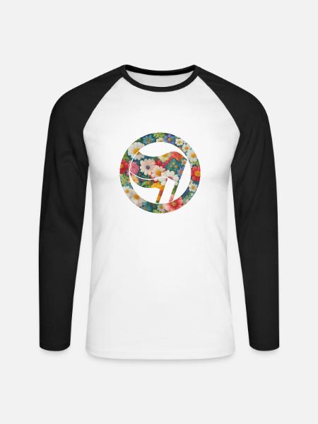 Antifa und Blumen - Unisex Baseballshirt langarm - Weiß/Schwarz