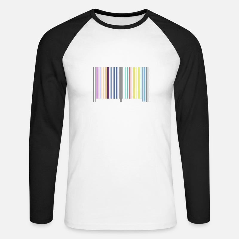 Barcode - Unisex Baseballshirt langarm - Weiß/Schwarz