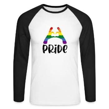 PROUD HEARTS LOVE LOVE LBGT QUEER SAYINGS - Unisex Long Sleeve Baseball T-Shirt - white/black - Front - Nik (191cm)