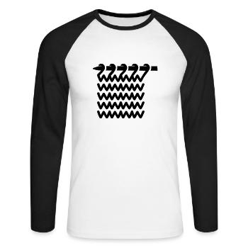 Stricken - Unisex Baseballshirt langarm - Weiß/Schwarz - Vorne - Nik (191cm)