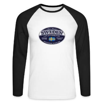 Sweden - Sverige - Schweden - Unisex Baseballshirt langarm - Weiß/Schwarz - Vorne - Nik (191cm)